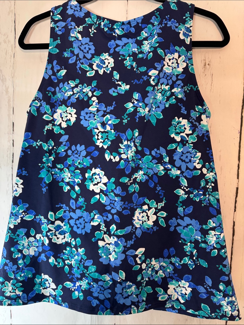 Lands' End Navy Blue Floral Sleeveless Swimsuit Tank - Picture 5 of 6